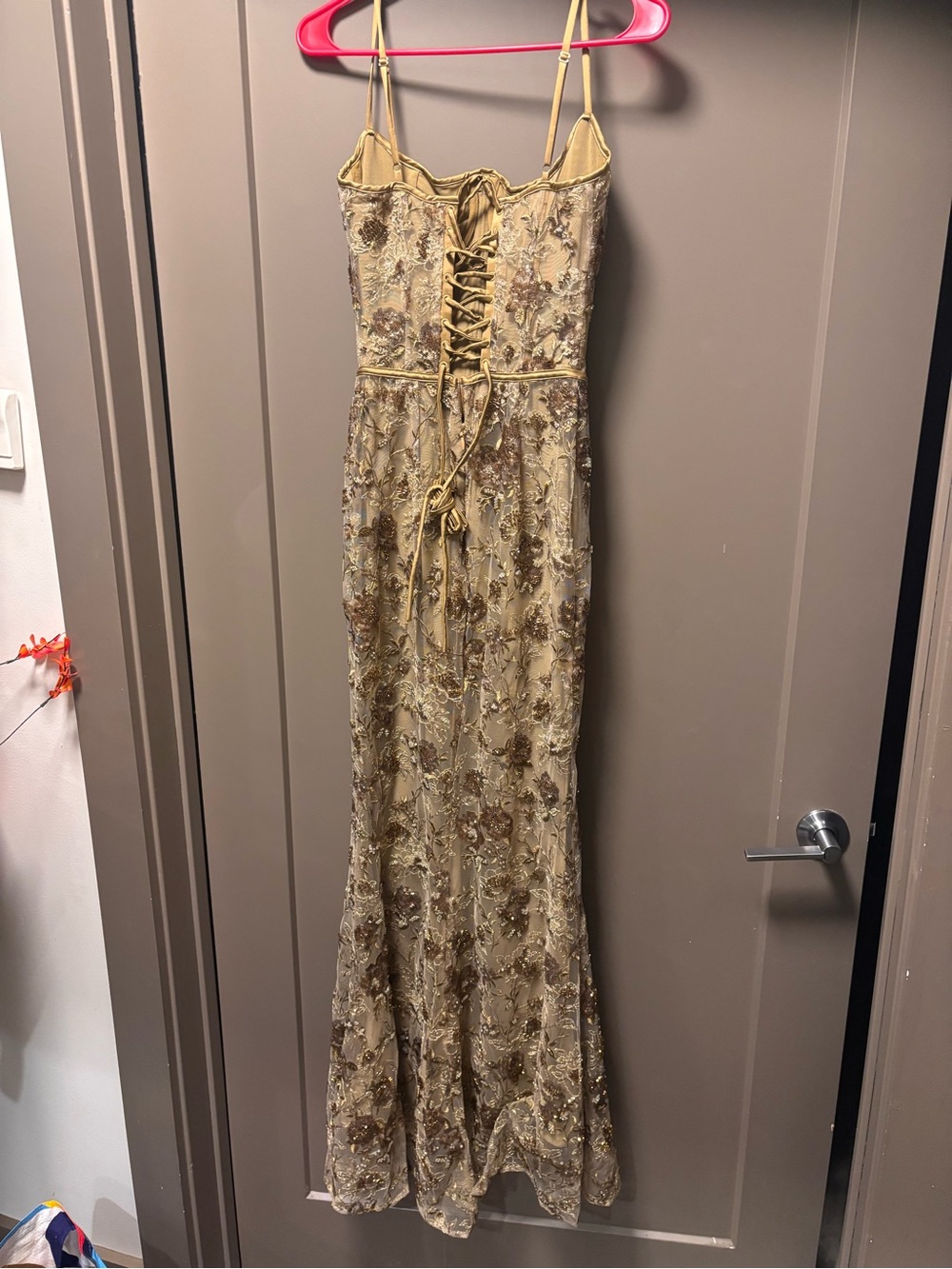 House of CB Naima olive bronze hand beaded Embellished corset Maxi dress - Picture 5 of 6